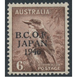 AUSTRALIA - 1946 6d dull brown Kookaburra, overprinted BCOF, MNH – SG # J4