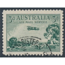 AUSTRALIA - 1929 3d green Airmail (vertical mesh paper), used – SG # 115