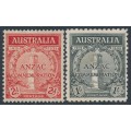 AUSTRALIA - 1935 2d red & 1/- black ANZAC Anniversary set of 2, MH – SG # 154-155
