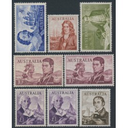 AUSTRALIA - 1963-65 4/- to £2 Navigators set of 8, MNH – SG # 355-360 + 358a + 359a 