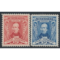 AUSTRALIA - 1930 1½d red & 3d blue Sturt set of 2, MNH – SG # 117-118