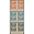 AUSTRALIA - 1934 2d to 1/- Victoria, perf. 10½, set of 3 imprint blocks, MH – SG # 147-149