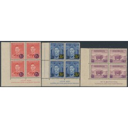 AUSTRALIA - 1941 2½d to 5½d surcharges set, imprint blocks of 4, MH – SG # 200-202