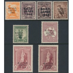 AUSTRALIA - 1946 ½d to 5/- set of 8, overprinted BCOF, MH – SG # J1-J7+J7a