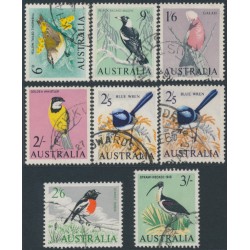AUSTRALIA - 1964-1965 6d to 3/- Native Birds set of 8, used – SG # 363-369 + 367a