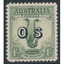 AUSTRALIA - 1932 1/- yellow-green Lyrebird overprinted OS, MH – SG # O136