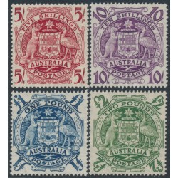 AUSTRALIA - 1949-1950 5/- to £2 Coat of Arms set of 4, MNH – SG # 224a-224d