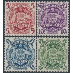 AUSTRALIA - 1949-1950 5/- to £2 Coat of Arms set of 4, MNH – SG # 224a-224d