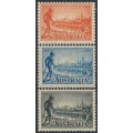 AUSTRALIA - 1934 2d to 1/- Centenary of Victoria set of 3 perf. 10½, MH – SG # 147-149