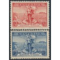 AUSTRALIA - 1936 2d red & 3d blue Telephone Cable set of 2, MNH – SG # 159-160