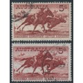 AUSTRALIA - 1964 5/- Cattle on cream & white papers, used – SG # 327+327a
