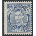 AUSTRALIA - 1937 3d blue KGVI definitive, 'white wattles', MNH – SG # 168a
