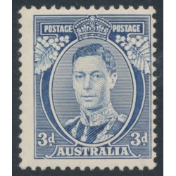 AUSTRALIA - 1937 3d blue KGVI definitive, 'white wattles', MNH – SG # 168a