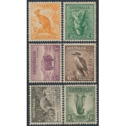 AUSTRALIA - 1942 ½d to 1/- Animals set of 6, perf. 15:14, MNH – SG # 179 + 188-192