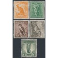 AUSTRALIA - 1949 ½d to 1/- Animals set of 5, no watermark – SG # 228 + 230a-230d