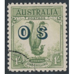 AUSTRALIA - 1932 1/- yellow-green Lyrebird overprinted OS, CTO – SG # O136