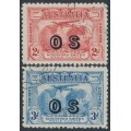 AUSTRALIA - 1931 2d red & 3d blue Kingsford Smith, o/p OS, CTO – SG # O123-O124