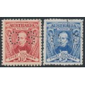 AUSTRALIA - 1930 1½d red & 3d blue Sturt set of 2, perf. OS, CTO – SG # O121-O122