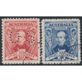AUSTRALIA - 1930 1½d red & 3d blue Sturt set of 2, perf. OS, CTO – SG # O121-O122