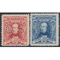 AUSTRALIA - 1930 1½d red & 3d blue Sturt set of 2, perf. OS, MNH – SG # O121-O122