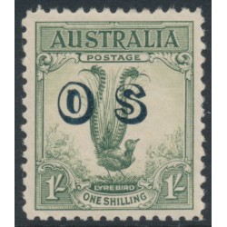 AUSTRALIA - 1932 1/- green Lyrebird overprinted OS, MH – SG # O136