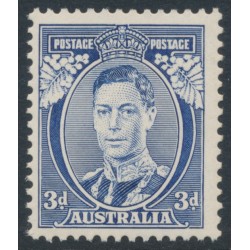 AUSTRALIA - 1937 3d blue KGVI definitive, 'white wattles', MNH – SG # 168a