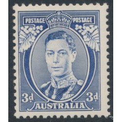 AUSTRALIA - 1937 3d blue KGVI definitive, 'white wattles', MNH – SG # 168a