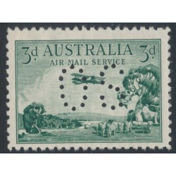 AUSTRALIA - 1929 3d green Airmail (vertical mesh), perf. OS, MH – SG # O119