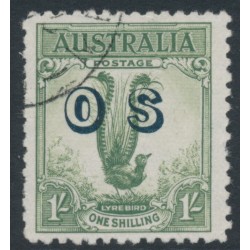 AUSTRALIA - 1932 1/- green Lyrebird overprinted OS, CTO – SG # O136