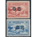 AUSTRALIA - 1932 2d red & 3d blue Sydney Harbour Bridge, o/p OS, MH – SG # O134-O135 AUSTRALIA - 1932 2d red & 3d blue Sydney Harbour Bridge, o/p OS, MH – SG # O134-O135