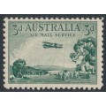 AUSTRALIA - 1929 3d green Airmail (vertical mesh paper), MNH – SG # 115 AUSTRALIA - 1929 3d green Airmail (vertical mesh paper), MNH – SG # 115