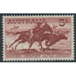 AUSTRALIA - 1961 5/- red-brown Cattle on cream paper, MNH – SG # 327