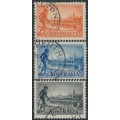 AUSTRALIA - 1934 2d to 1/- Centenary of Victoria set of 3 perf. 10½, used – SG # 147-149 AUSTRALIA - 1934 2d to 1/- Centenary of Victoria set of 3 perf. 10½, used – SG # 147-149