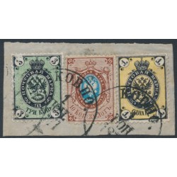 RUSSIA - 1866 3K black/green Arms, background of the 5K stamp, used – Michel # 19xF 