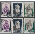 RUSSIA / USSR - 1935 Tolstoy sets of 3, perf. 14 & 11, used – Michel # 536-538 RUSSIA / USSR - 1935 Tolstoy sets of 3, perf. 14 & 11, used – Michel # 536-538