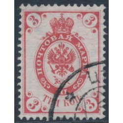 RUSSIA - 1902 3Kop red Coat of Arms, pale background variety, used – Michel # 47yI