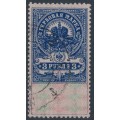 RUSSIA - 1918 3R blue Stamp Duty, perf. 12:12½, postally used – Michel # 147 RUSSIA - 1918 3R blue Stamp Duty, perf. 12:12½, postally used – Michel # 147