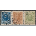 RUSSIA - 1915 10K to 20K Romanov Currency Stamps, used – Michel # 107-109 RUSSIA - 1915 10K to 20K Romanov Currency Stamps, used – Michel # 107-109