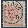 SWEDEN - 1876 20öre dull red on 20öre pale orange Ring Type, perf. 14, used – Facit # 23c SWEDEN - 1876 20öre dull red on 20öre pale orange Ring Type, perf. 14, used – Facit # 23c