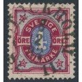SWEDEN - 1892 4öre dark brownish carmine/ultramarine-blue Bicoloured Numeral, used – Facit # 64b SWEDEN - 1892 4öre dark brownish carmine/ultramarine-blue Bicoloured Numeral, used – Facit # 64b