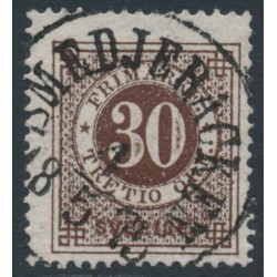 SWEDEN - 1872 30öre blackish brown Ring Type, perf. 14, used – Facit # 25f