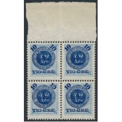 SWEDEN - 1889 10öre dark blue on 12öre blue Ring Type, block of 4, MNH – Facit # 50b SWEDEN - 1889 10öre dark blue on 12öre blue Ring Type, block of 4, MNH – Facit # 50b