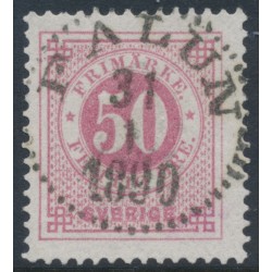 SWEDEN - 1886 50öre dull carmine Ring Type, perf. 13 with posthorn, used – Facit # 48d