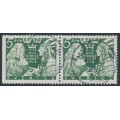 SWEDEN - 1938 5öre green New Sweden, Delaware, perf. 3-sides + 4-sides pair, used – Facit # 261BC SWEDEN - 1938 5öre green New Sweden, Delaware, perf. 3-sides + 4-sides pair, used – Facit # 261BC