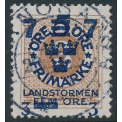 SWEDEN - 1918 3öre brown Ring Type Landstorm III overprint, used – Facit # 127 SWEDEN - 1918 3öre brown Ring Type Landstorm III overprint, used – Facit # 127
