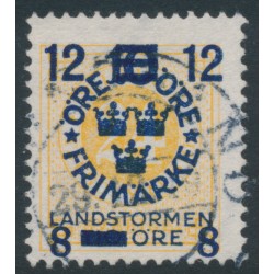 SWEDEN - 1918 24öre yellow Ring Type Landstorm III overprint, used – Facit # 133 SWEDEN - 1918 24öre yellow Ring Type Landstorm III overprint, used – Facit # 133