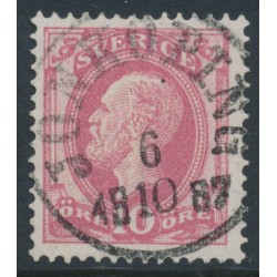 SWEDEN - 1886 10öre dull violet-carmine Oscar II with posthorn, used – Facit # 45a SWEDEN - 1886 10öre dull violet-carmine Oscar II with posthorn, used – Facit # 45a