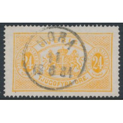 SWEDEN - 1874 24öre reddish orange Official (Tjänstemärke), perf. 14, used – Facit # TJ7f