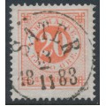 SWEDEN - 1877 20öre pale orange-red Ring Type, perf. 13, used – Facit # 33d SWEDEN - 1877 20öre pale orange-red Ring Type, perf. 13, used – Facit # 33d