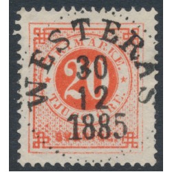 SWEDEN - 1877 20öre orange-red Ring Type, perf. 13, used – Facit # 33f SWEDEN - 1877 20öre orange-red Ring Type, perf. 13, used – Facit # 33f